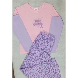 NEW Total Girl Pajama Set Girls Size Medium 7/8 Sleepwear Celebrity Print Purple